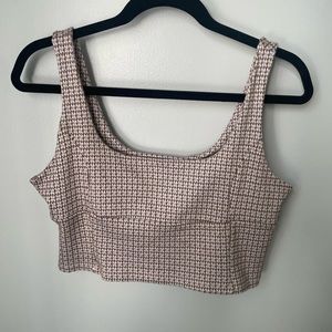 Purple & brown houndstooth patterned crop sweater tank - Large